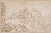 K IV 006
<br/>
Landschap met Hubertus-kapel op bergtop
<br/>
<em>Onofri, Crescenzio (1634-1714)</em>